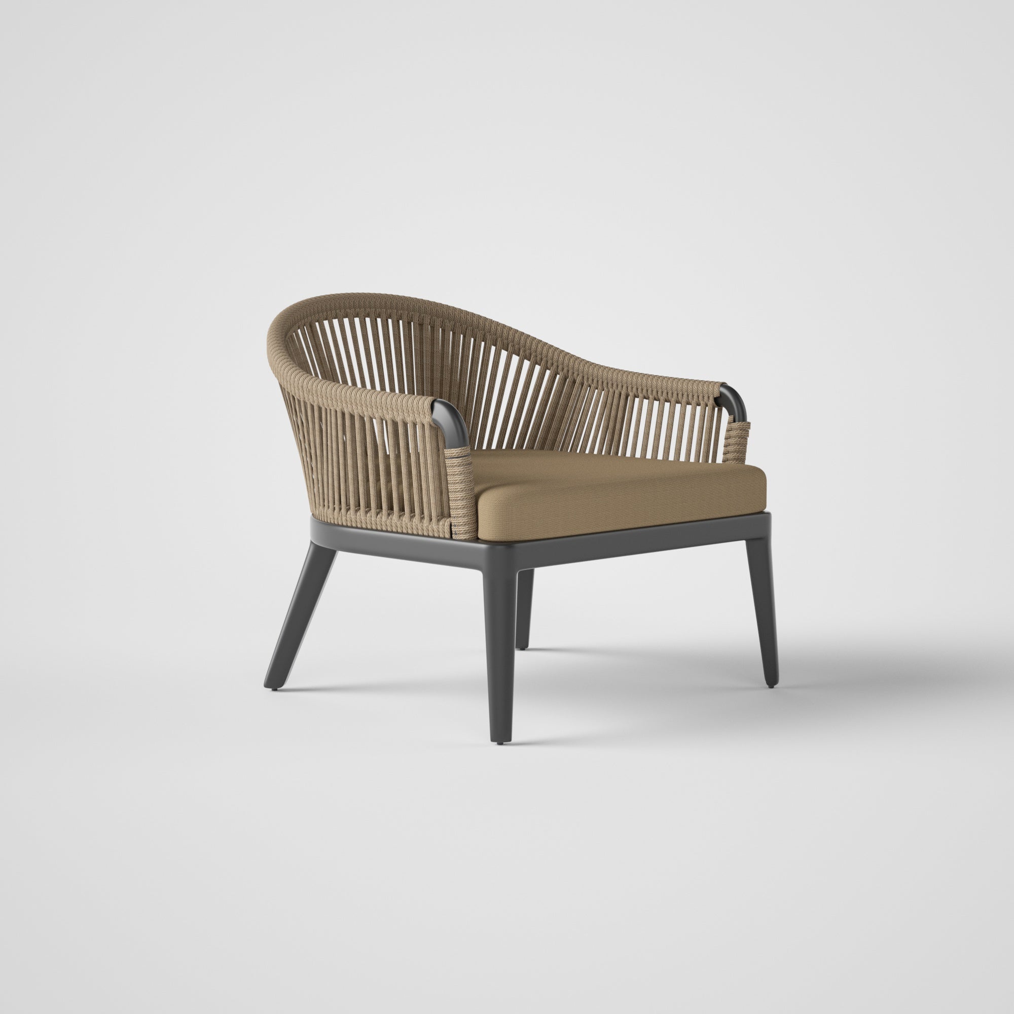 Lounge armchair with straps.